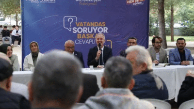 İnegöl Belediye Başkanı Alper Taban, mahalle buluşmaları kapsamında Yunus Emre